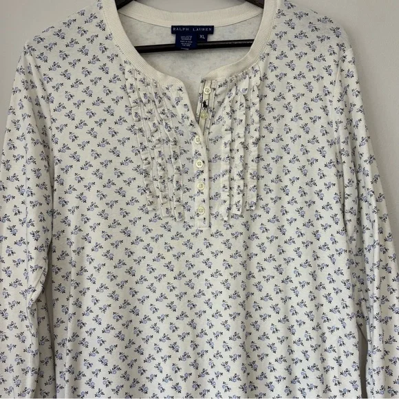 Ralph Lauren Floral Nightgown Ditzy Cottagecore Longsleeve Cotton Size XL - Picture 2 of 14
